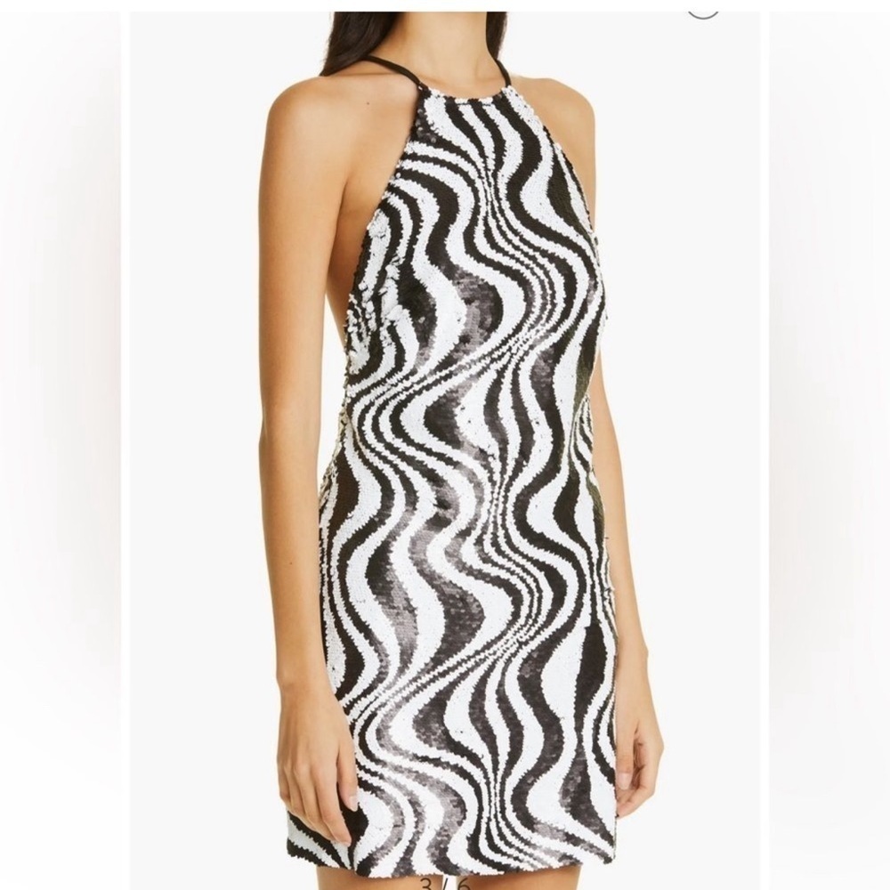 Simon Miller Women’s Black Zebra Sequin Mini Dress Size 8